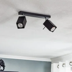 Plafondspot Square, zwart, 2-lamps