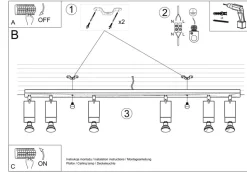 Plafondspot Square, zwart 6-lamps lineair