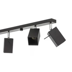 Plafondspot Square, zwart 6-lamps lineair