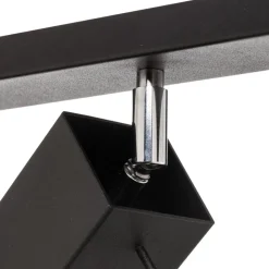 Plafondspot Square, zwart 6-lamps lineair