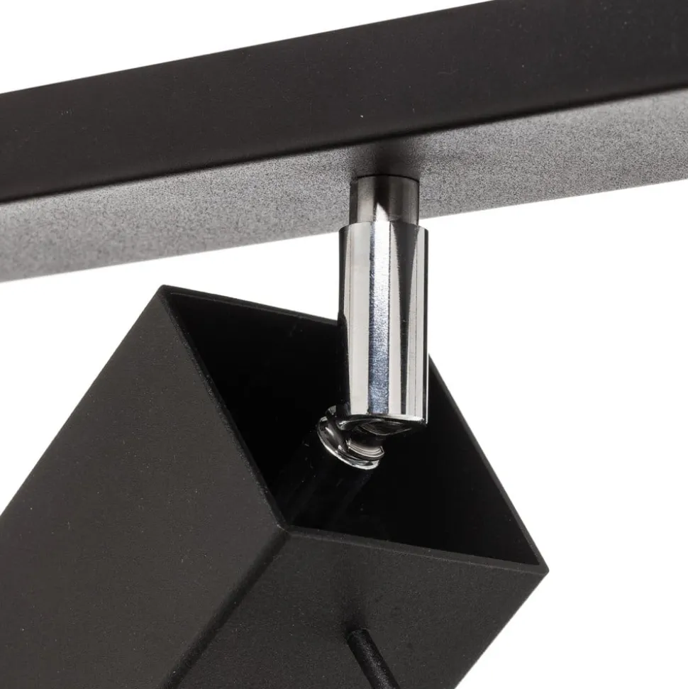 Plafondspot Square, zwart 6-lamps lineair