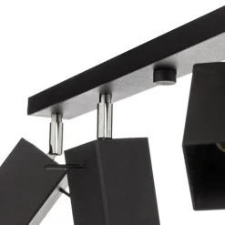 Plafondspot Square, zwart 6-lamps lineair