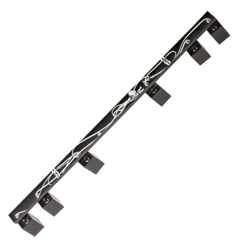 Plafondspot Square, zwart 6-lamps lineair