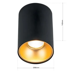 Plafondspot Starlight, rond, zwart