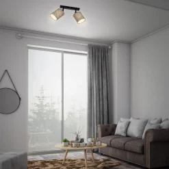 Plafondspot Stofa met sterdecoratie, grijs 2-lamps