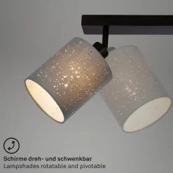 Plafondspot Stofa met sterdecoratie, grijs 2-lamps