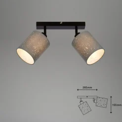 Plafondspot Stofa met sterdecoratie, grijs 2-lamps
