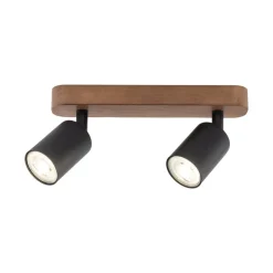 Plafondspot Subrin, notenhout, 2-lamps