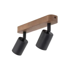 Plafondspot Subrin, notenhout, 2-lamps