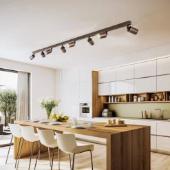 Plafondspot Top, verstelbaar, bruin, 8-lamps lineair