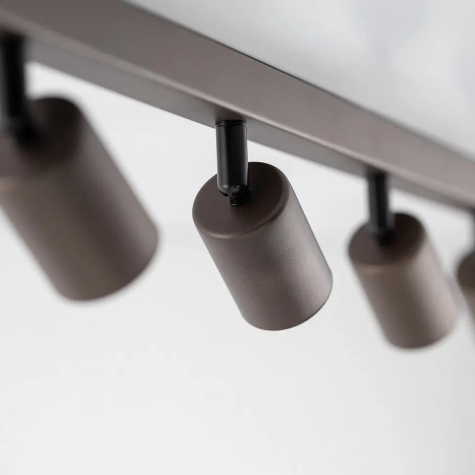 Plafondspot Top, verstelbaar, bruin, 8-lamps lineair