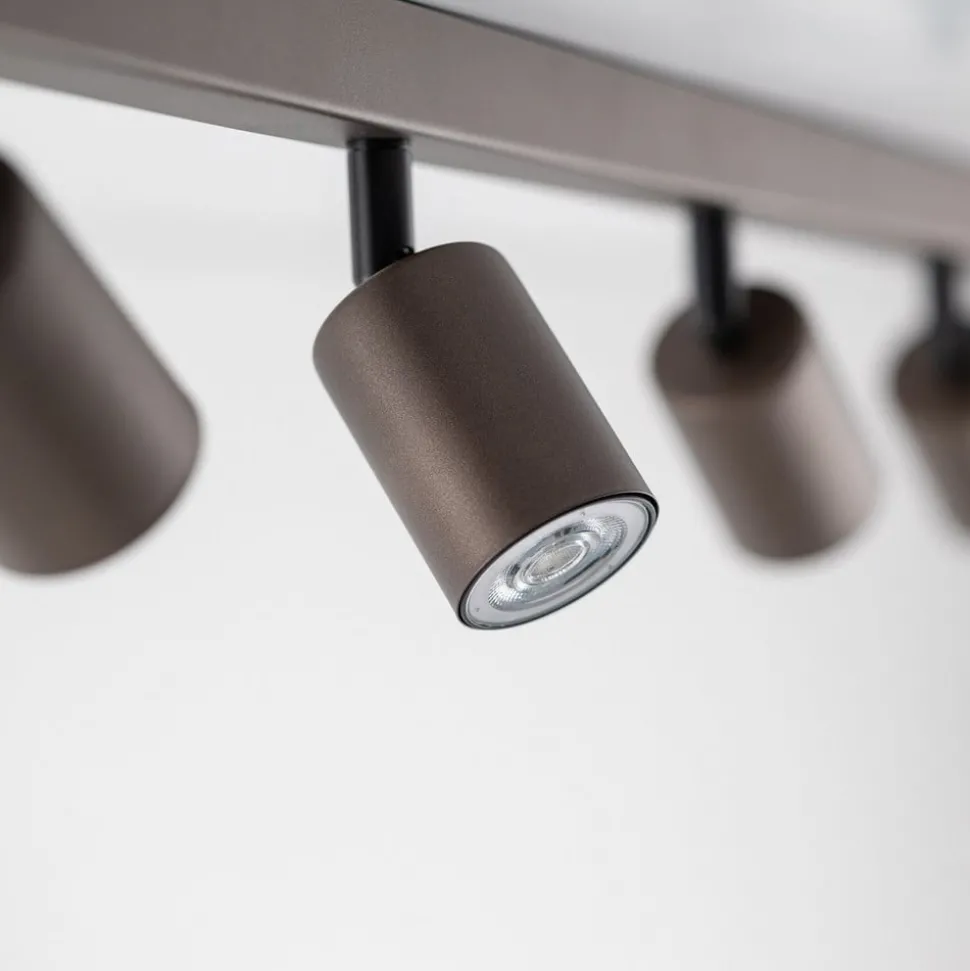 Plafondspot Top, verstelbaar, bruin, 8-lamps lineair