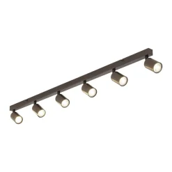 Plafondspot Top, verstelbaar, bruin, 6-lamps lineair