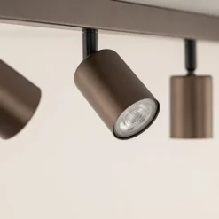 Plafondspot Top, verstelbaar, bruin, 6-lamps lineair