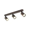 Plafondspot Top, verstelbaar, bruin, 3-lamps lineair