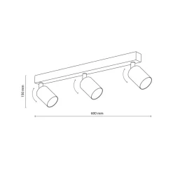 Plafondspot Top, verstelbaar, bruin, 3-lamps lineair