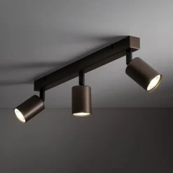 Plafondspot Top, verstelbaar, bruin, 3-lamps lineair