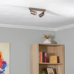 Plafondspot Top, verstelbaar, bruin, 2-lamps lineair