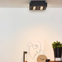 Plafondspot Xirax, 4-lamps, zwart
