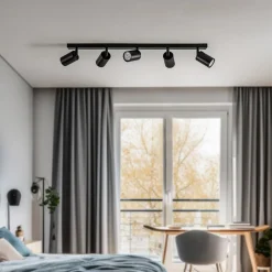 Plafondspot Zoom, 5-lamps, zwart