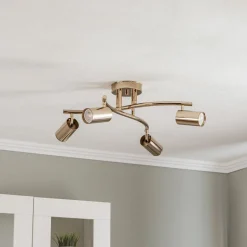 Plafondspots, goud, 4-lamps