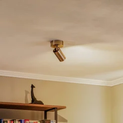 Plafondspots, messing antiek, 1-lamp