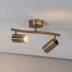 Plafondspots, messing antiek, 2-lamps