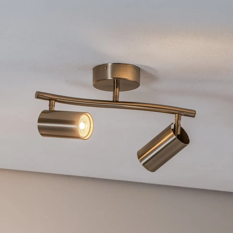 Plafondspots, messing antiek, 2-lamps