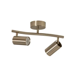 Plafondspots, messing antiek, 2-lamps