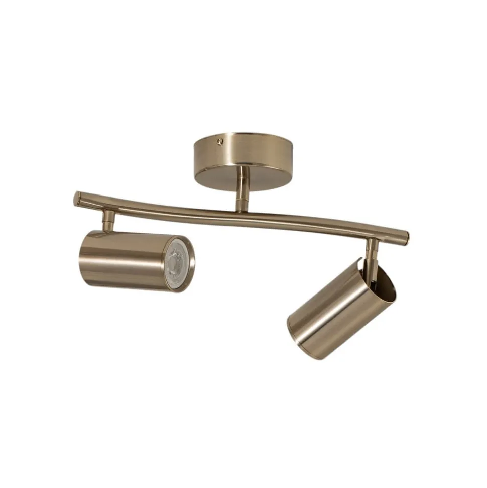 Plafondspots, messing antiek, 2-lamps