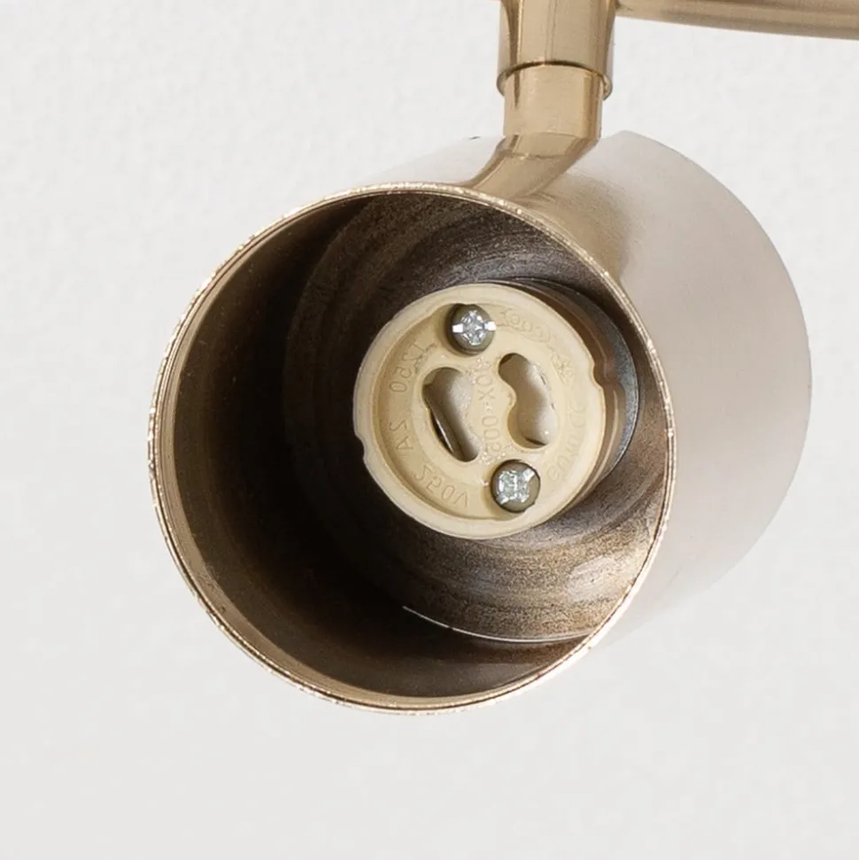 Plafondspots, messing antiek, 2-lamps