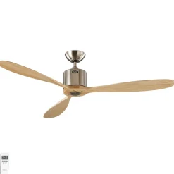 Plafondventilator Aeroplan Eco, chroom, hout licht