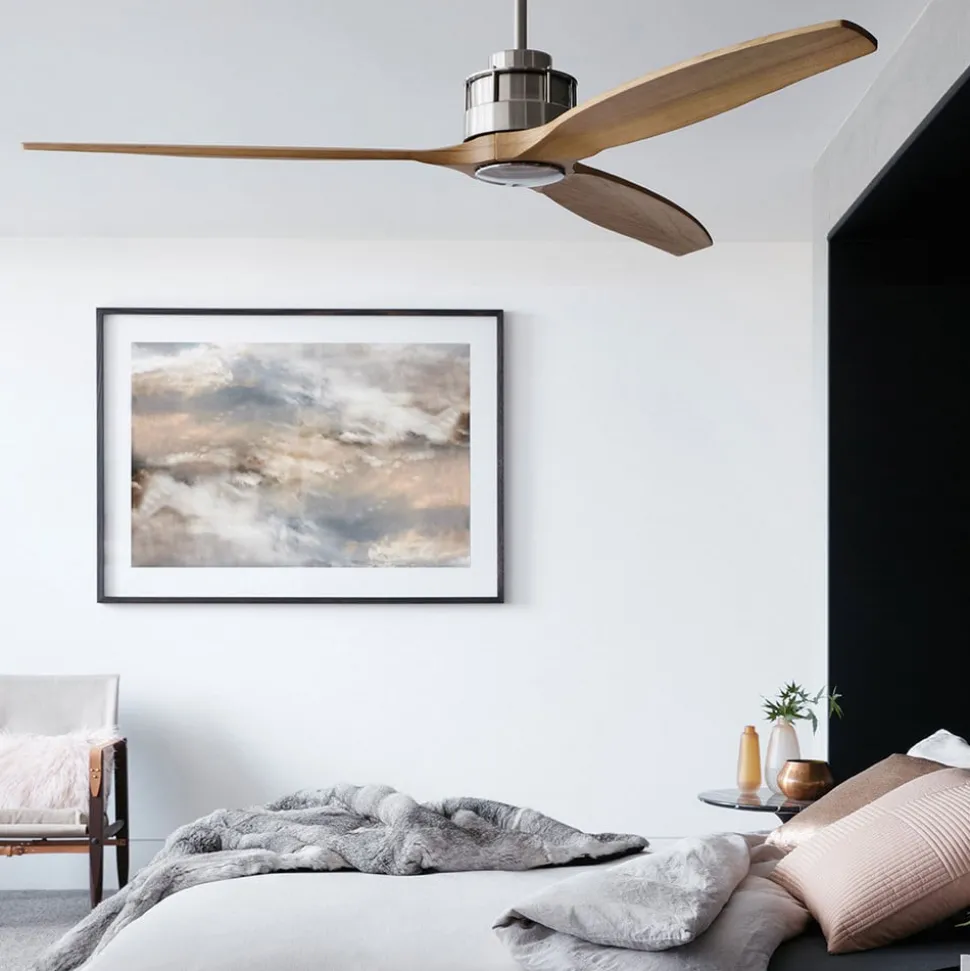 Plafondventilator Airfusion Akmani, stil, teak/chroom