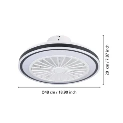 Plafondventilator Almeria LED CCT, wit/zwart