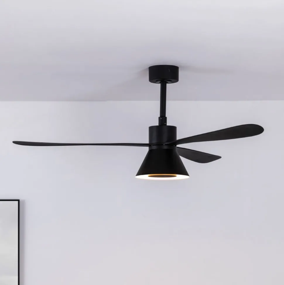 Plafondventilator Amelia Cone, LED lamp, zwart