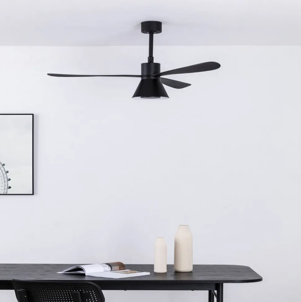 Plafondventilator Amelia Cone, LED lamp, zwart