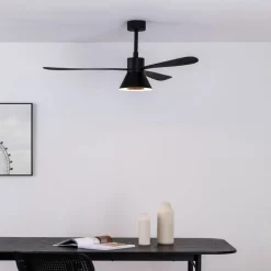 Plafondventilator Amelia Cone, LED lamp, zwart