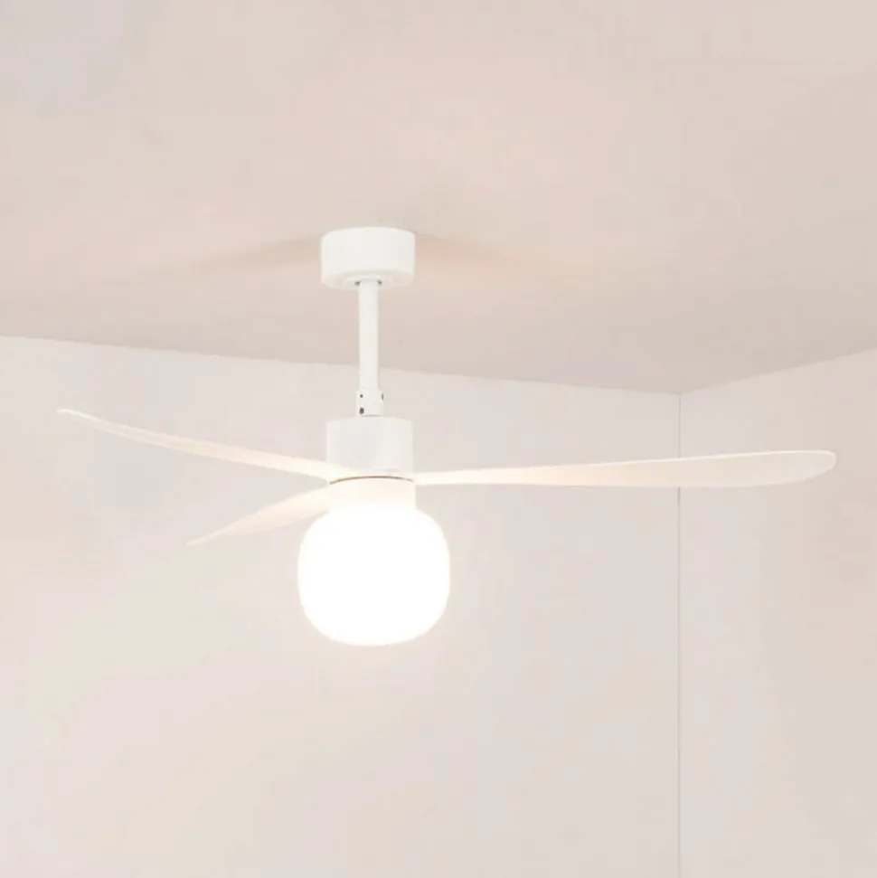 Plafondventilator Amelia Ball, LED lamp, wit
