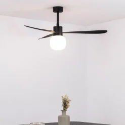 Plafondventilator Amelia Ball LED lamp zwart