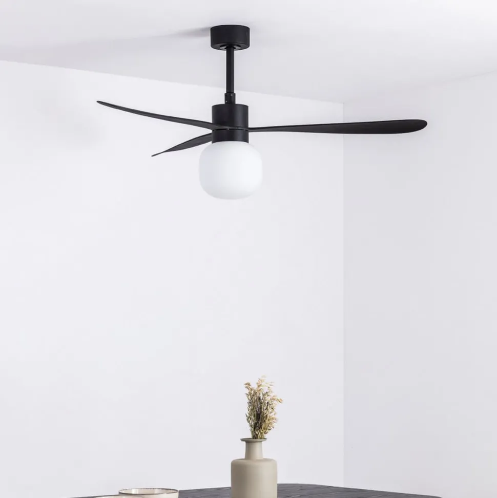 Plafondventilator Amelia Ball LED lamp zwart