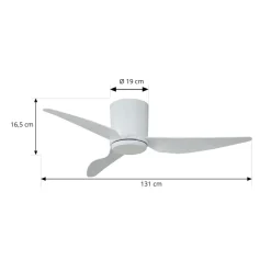 Plafondventilator Aulo, wit, DC, stil, Ø 123 cm