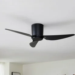 Plafondventilator Aulo, zwart, DC, stil, Ø 123 cm