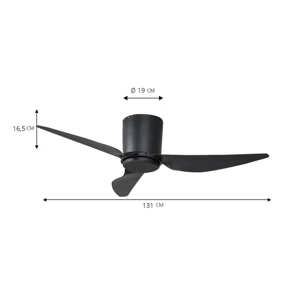 Plafondventilator Aulo, zwart, DC, stil, Ø 123 cm