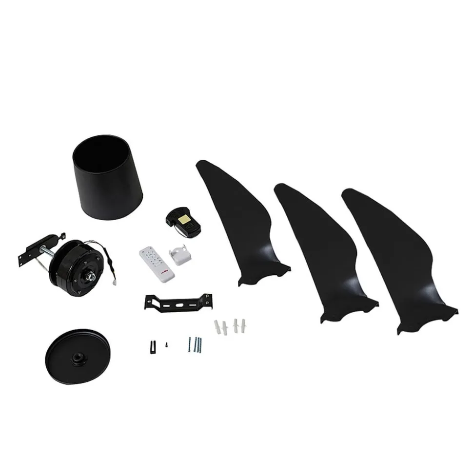 Plafondventilator Aulo, zwart, DC, stil, Ø 123 cm