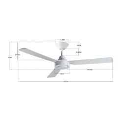 Plafondventilator Bayside Calypso wit Ø 122 cm stil