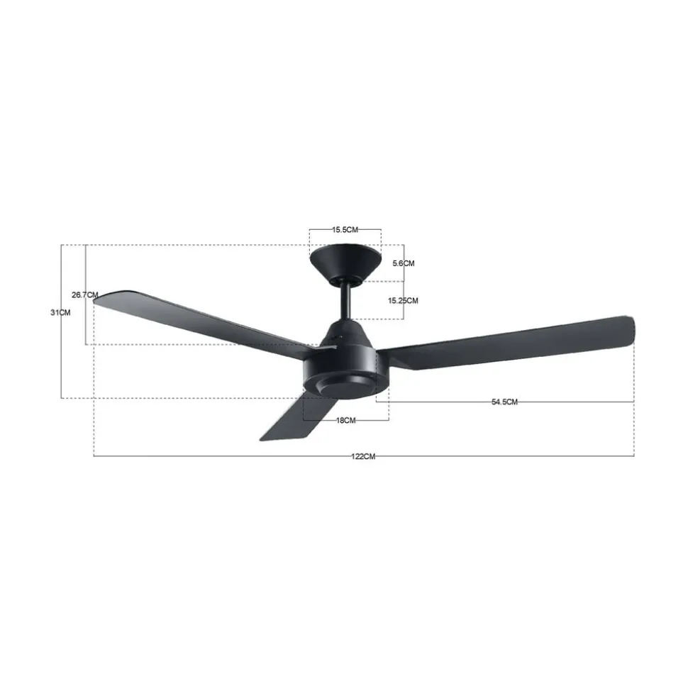 Plafondventilator Bayside Calypso zwart 122 cm stil