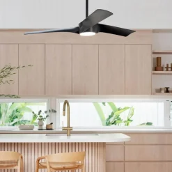 Plafondventilator Beacon met licht Line zwart 132 cm stil