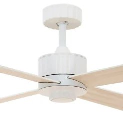 Plafondventilator Beacon met licht Newport, wit/eiken, stil