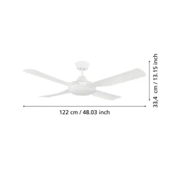 Plafondventilator Bondi 1, LED, afstandsbediening, CCT, wit