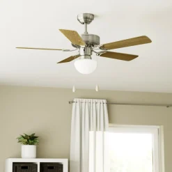 Plafondventilator Cadiz, E27, schakelaar met trekkoord, mat nikkel